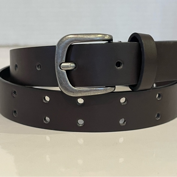 Brown Faux Leather Belt with Antiqued Silver Buckle - Picture 2 of 8